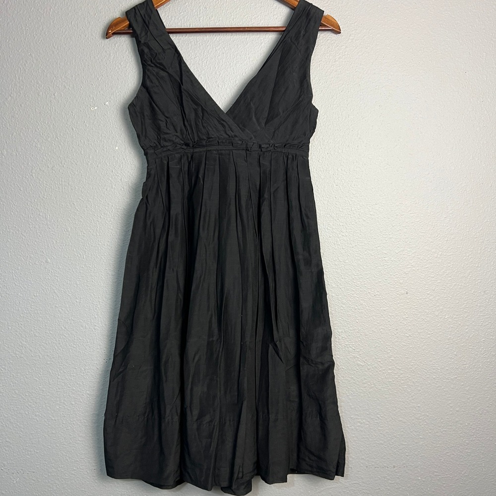 GAP‎ Black Cotton Silk Lined Tank Top Lined V-Neck Midi Dress Sleeveless Size 0